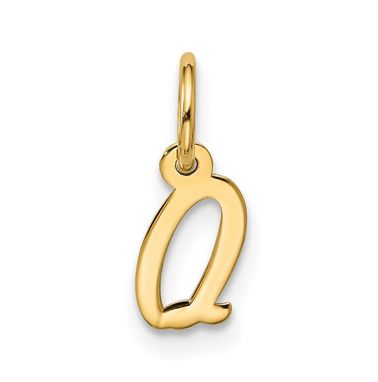 10K Yellow Gold Small Script Initial Q Charm