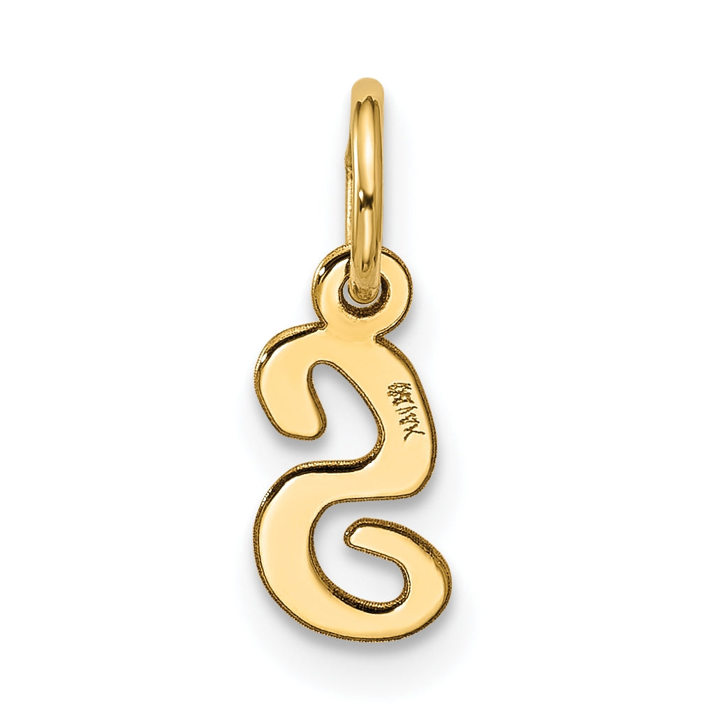 10K Yellow Gold Small-Script Initial S Charm