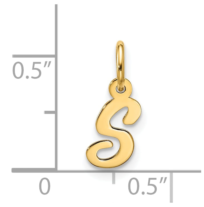 10K Yellow Gold Small-Script Initial S Charm