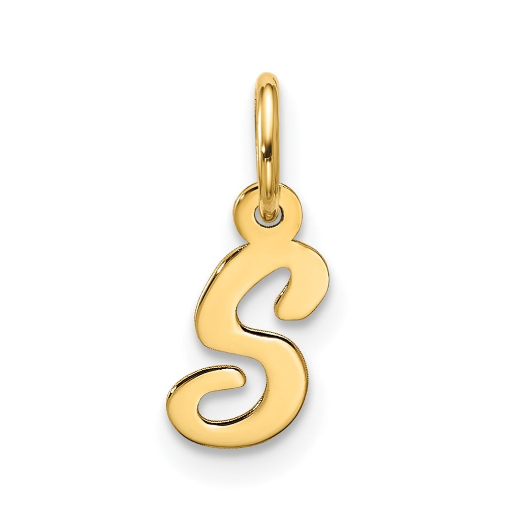 10K Yellow Gold Small-Script Initial S Charm