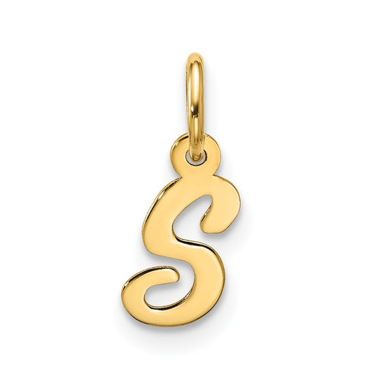 10K Yellow Gold Small-Script Initial S Charm