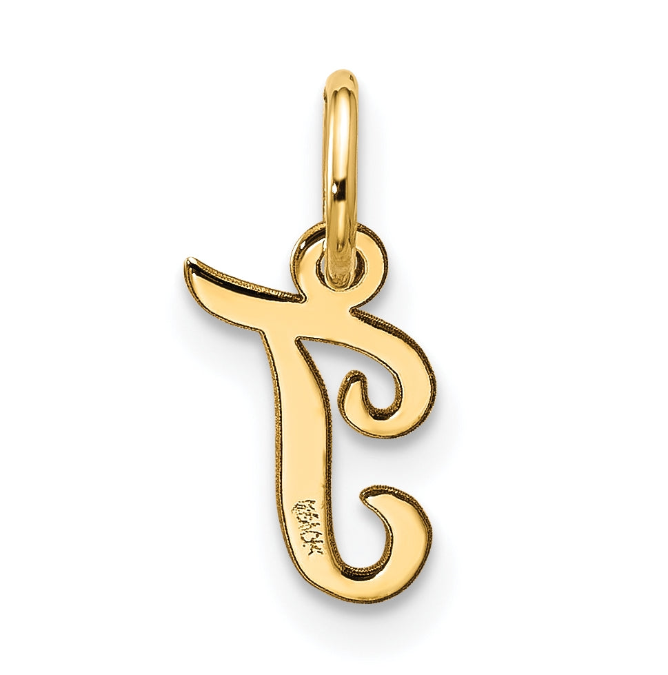 10K Yellow Gold Small-Script Initial T Charm