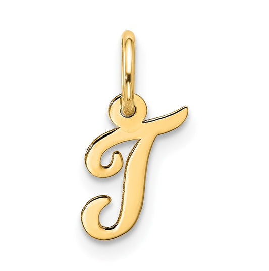 10K Yellow Gold Small-Script Initial T Charm