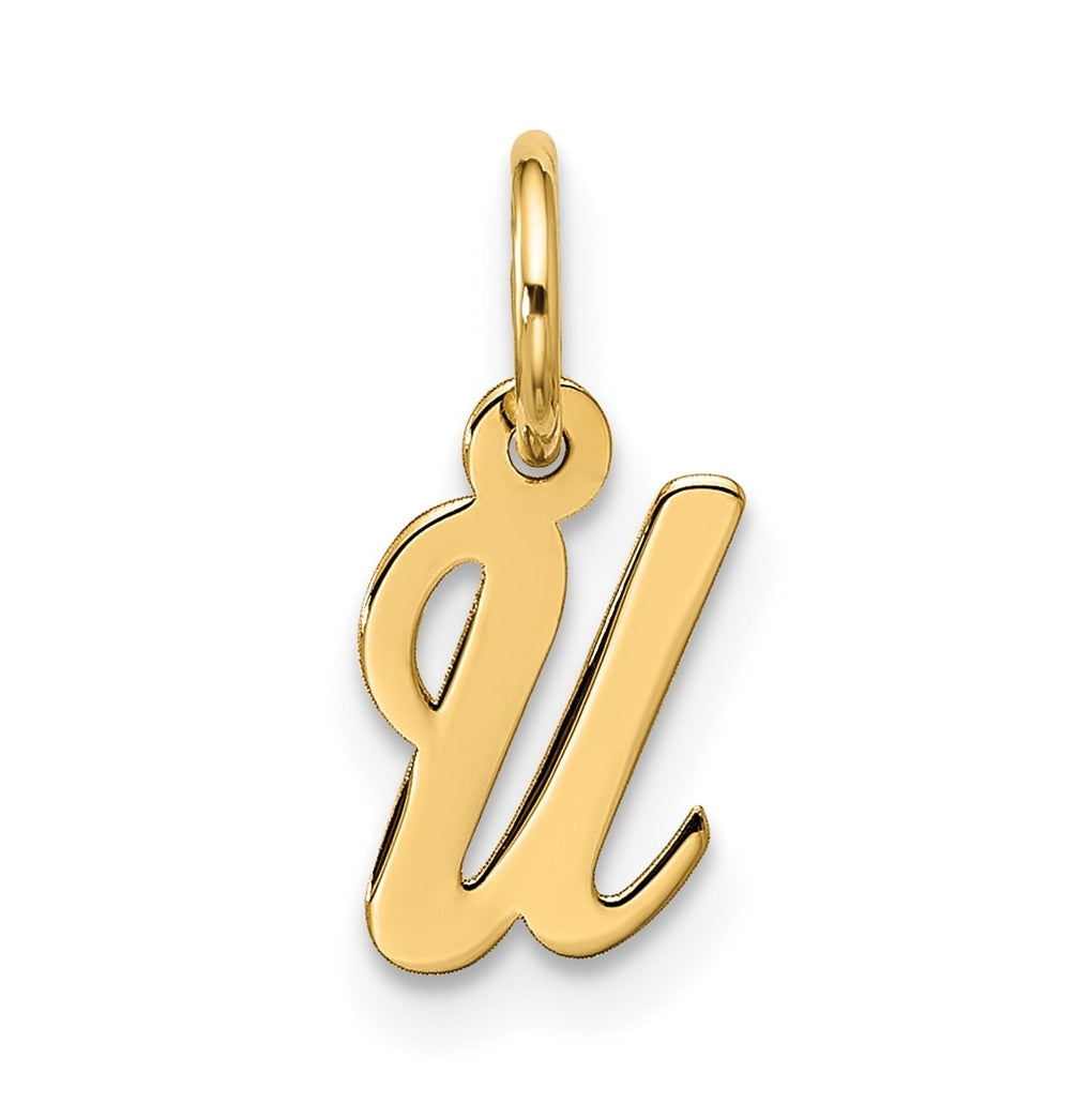 10K Yellow Gold Small Script Initial U Charm