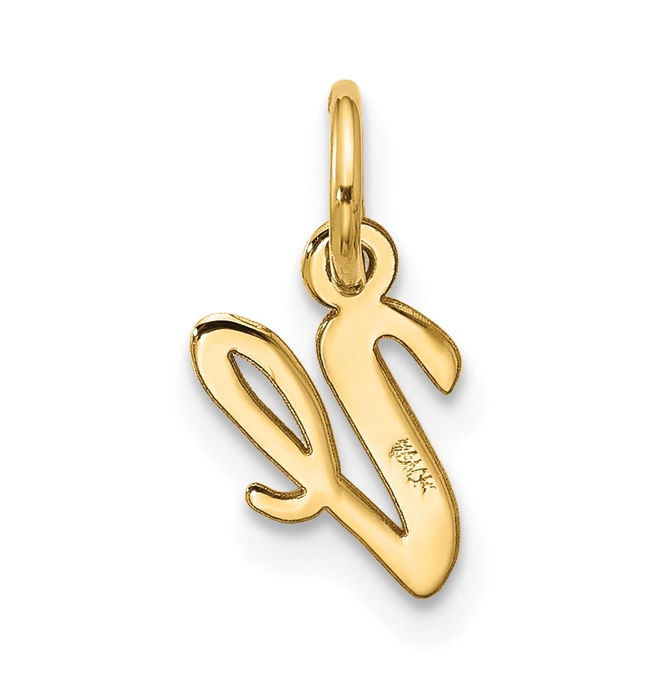 10K Yellow Gold Small-Script Initial V Charm