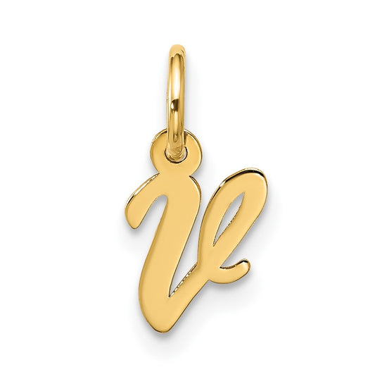 10K Yellow Gold Small-Script Initial V Charm