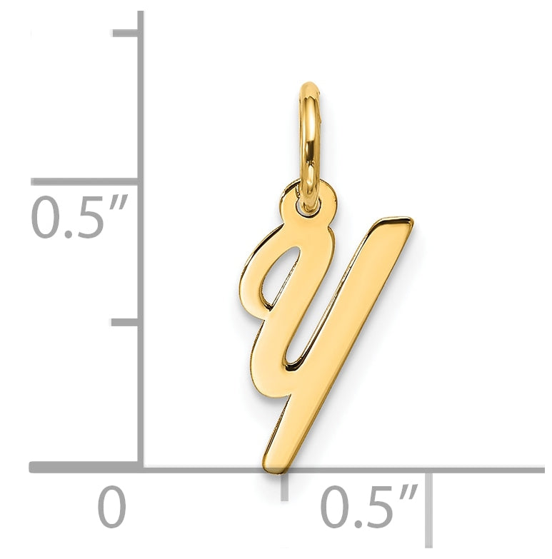 10K Yellow Gold Small Script Initial Y Charm