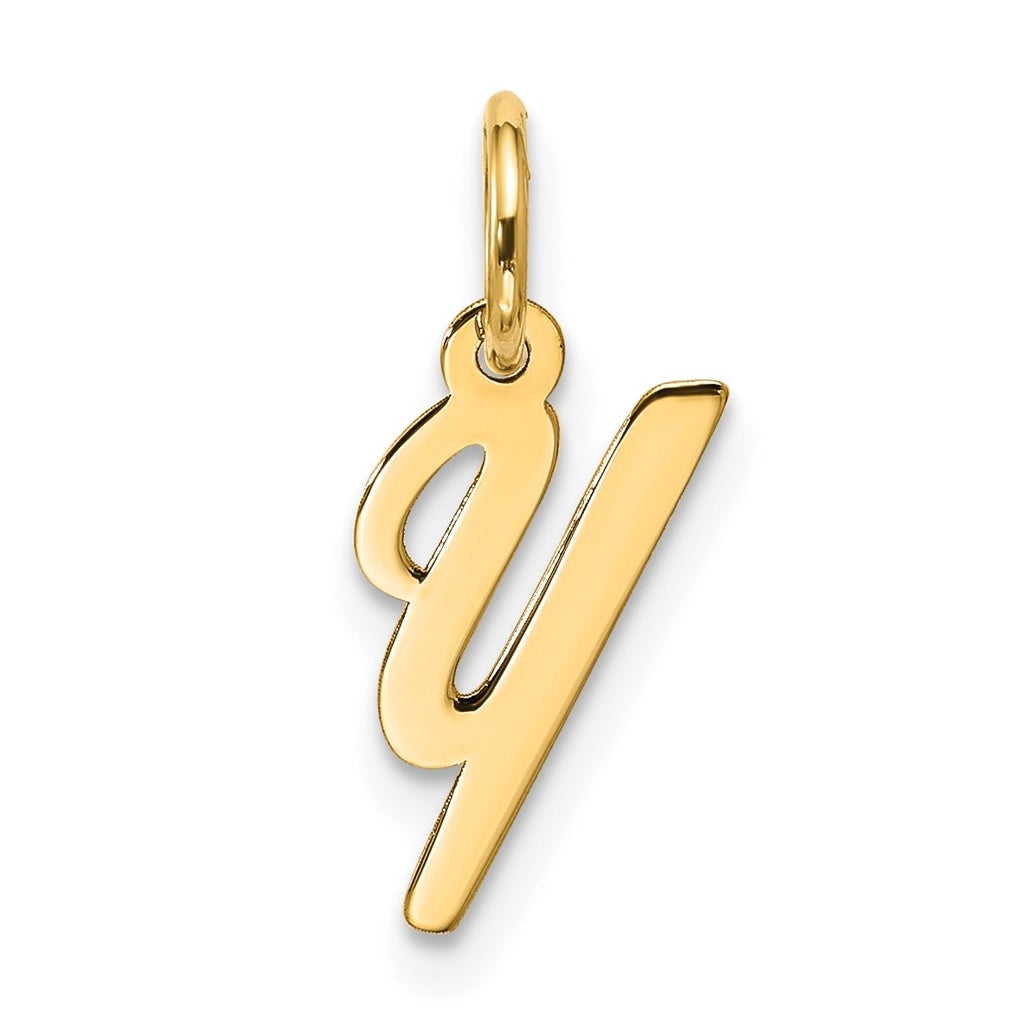10K Yellow Gold Small Script Initial Y Charm