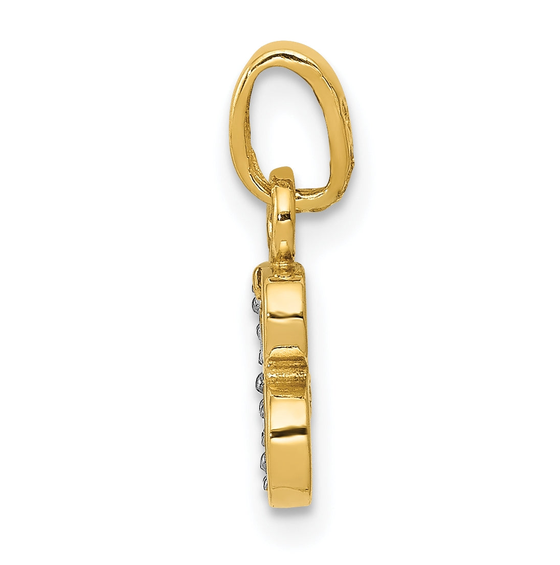 10K Yellow Gold and Rhodium Diamond Initial B Pendant