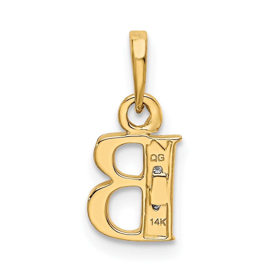 10K Yellow Gold and Rhodium Diamond Initial B Pendant