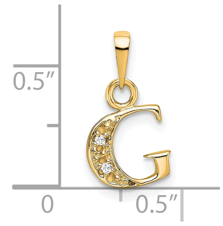 10K Yellow Gold and Rhodium Diamond Initial G Charm
