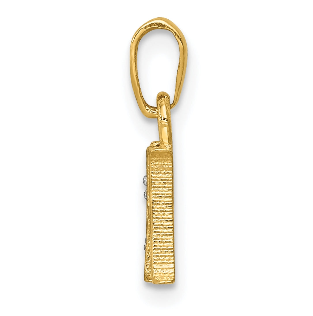 10K Yellow Gold and Rhodium Diamond Initial H Charm