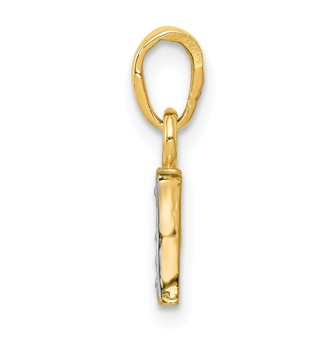 10K Yellow Gold and Rhodium Diamond Initial I Charm