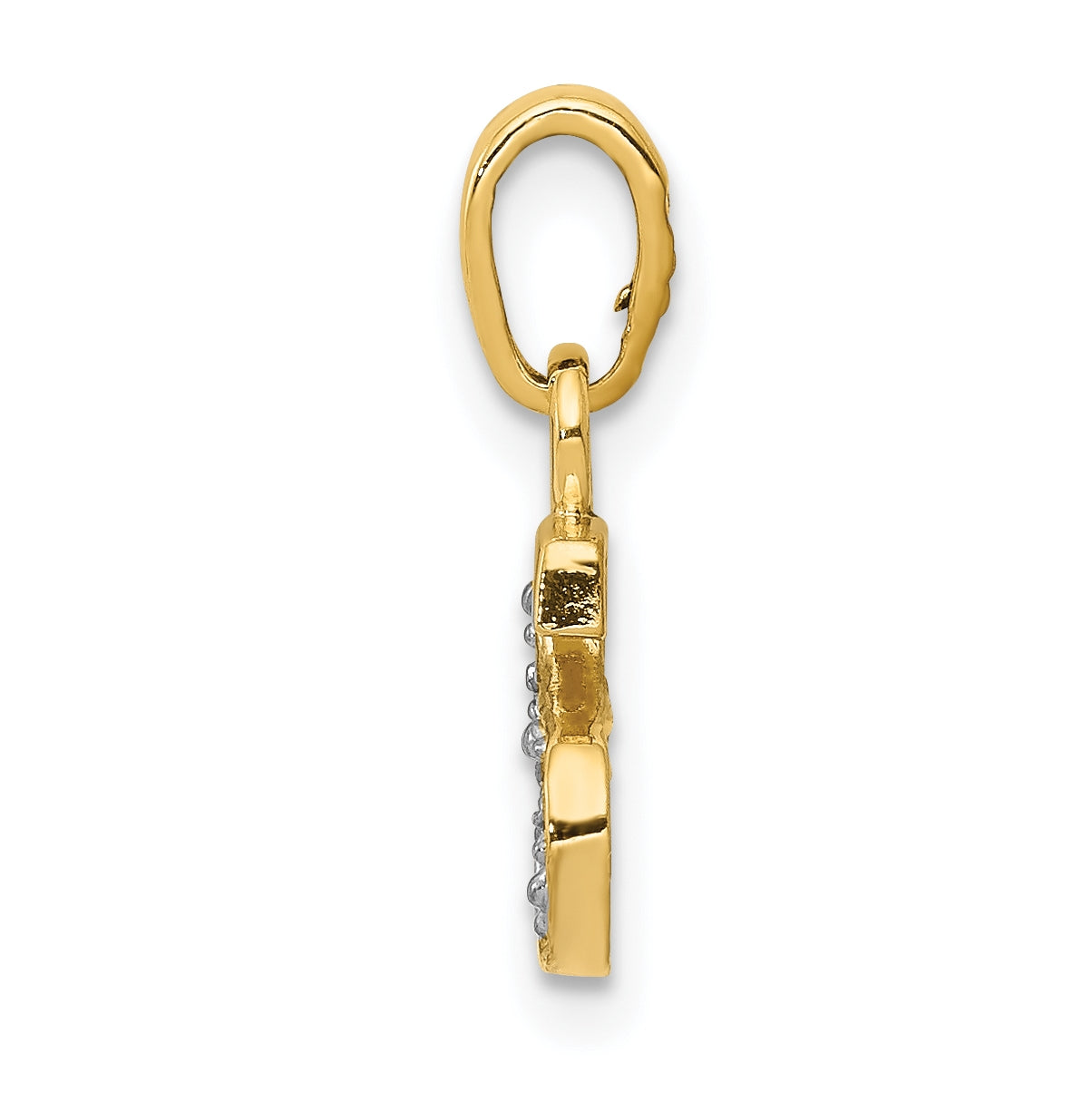 10K Yellow Gold and Rhodium Diamond Initial S Charm