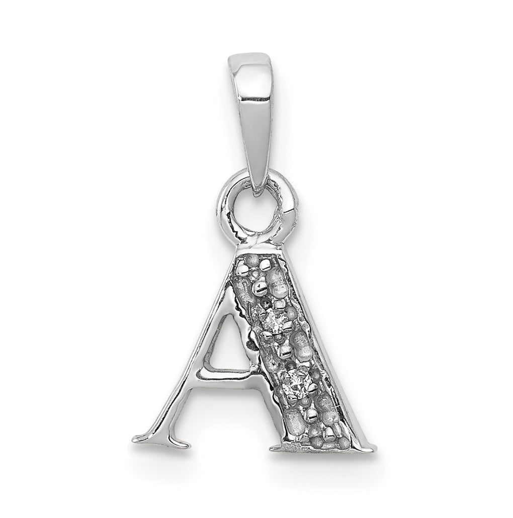 10K White Gold Diamond Initial A Pendant