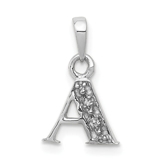10K White Gold Diamond Initial A Pendant