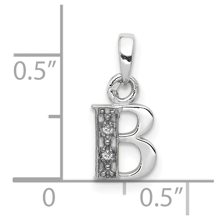 10K White Gold Diamond Initial B Pendant