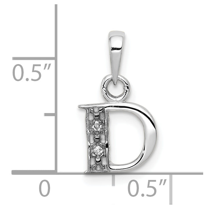 10K White Gold Diamond Initial D Pendant