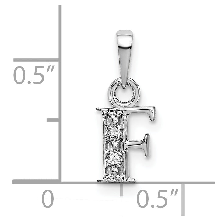 10K White Gold Diamond Initial F Pendant