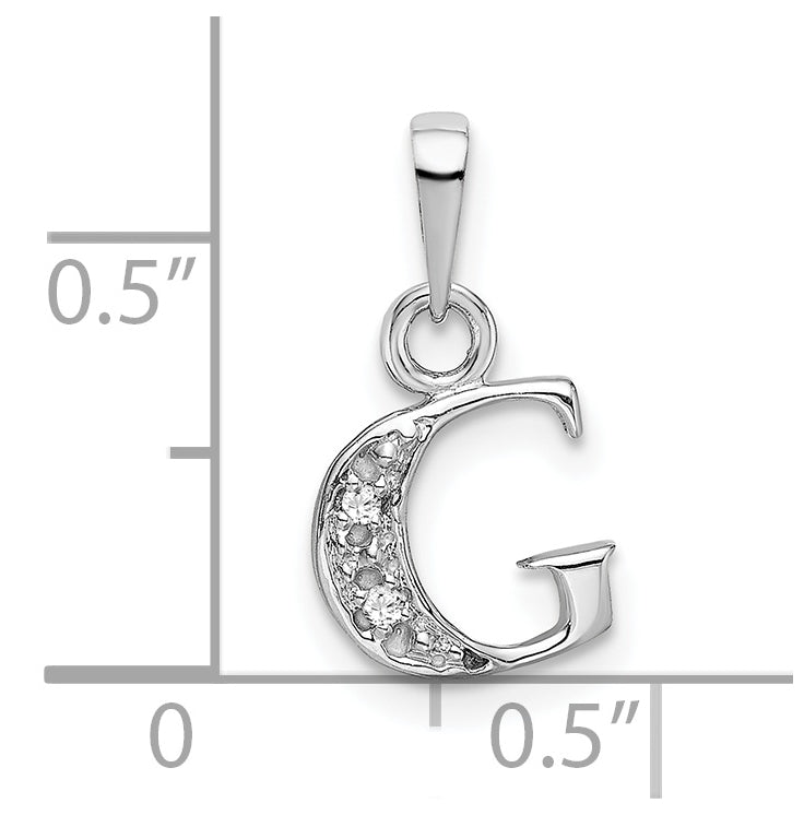 10K White Gold Diamond Initial G Pendant