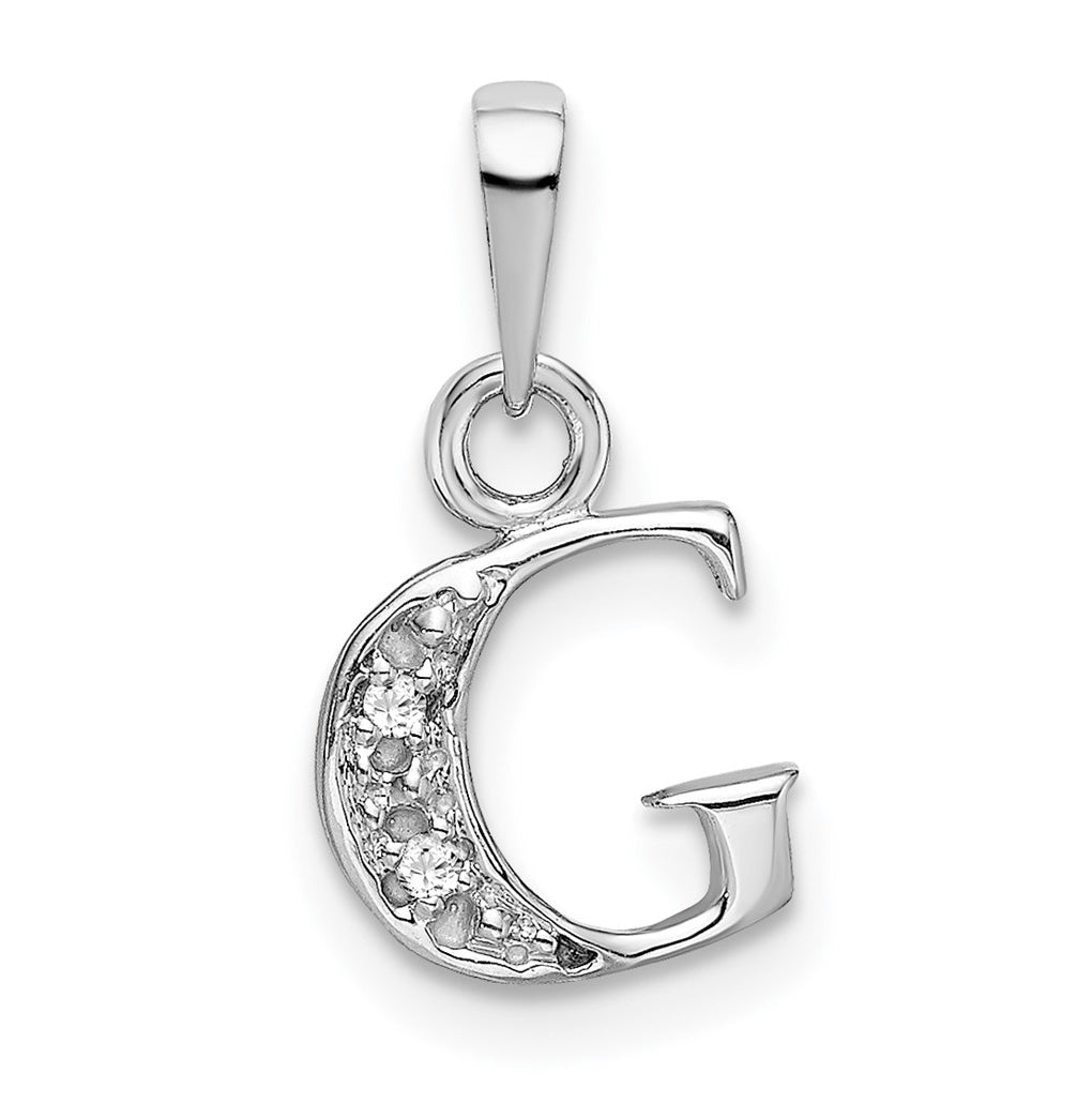 10K White Gold Diamond Initial G Pendant