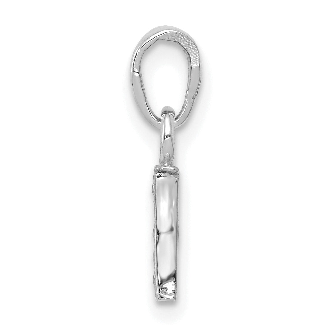 10K White Gold Diamond Initial I Pendant