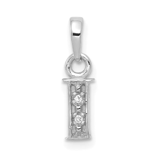 10K White Gold Diamond Initial I Pendant