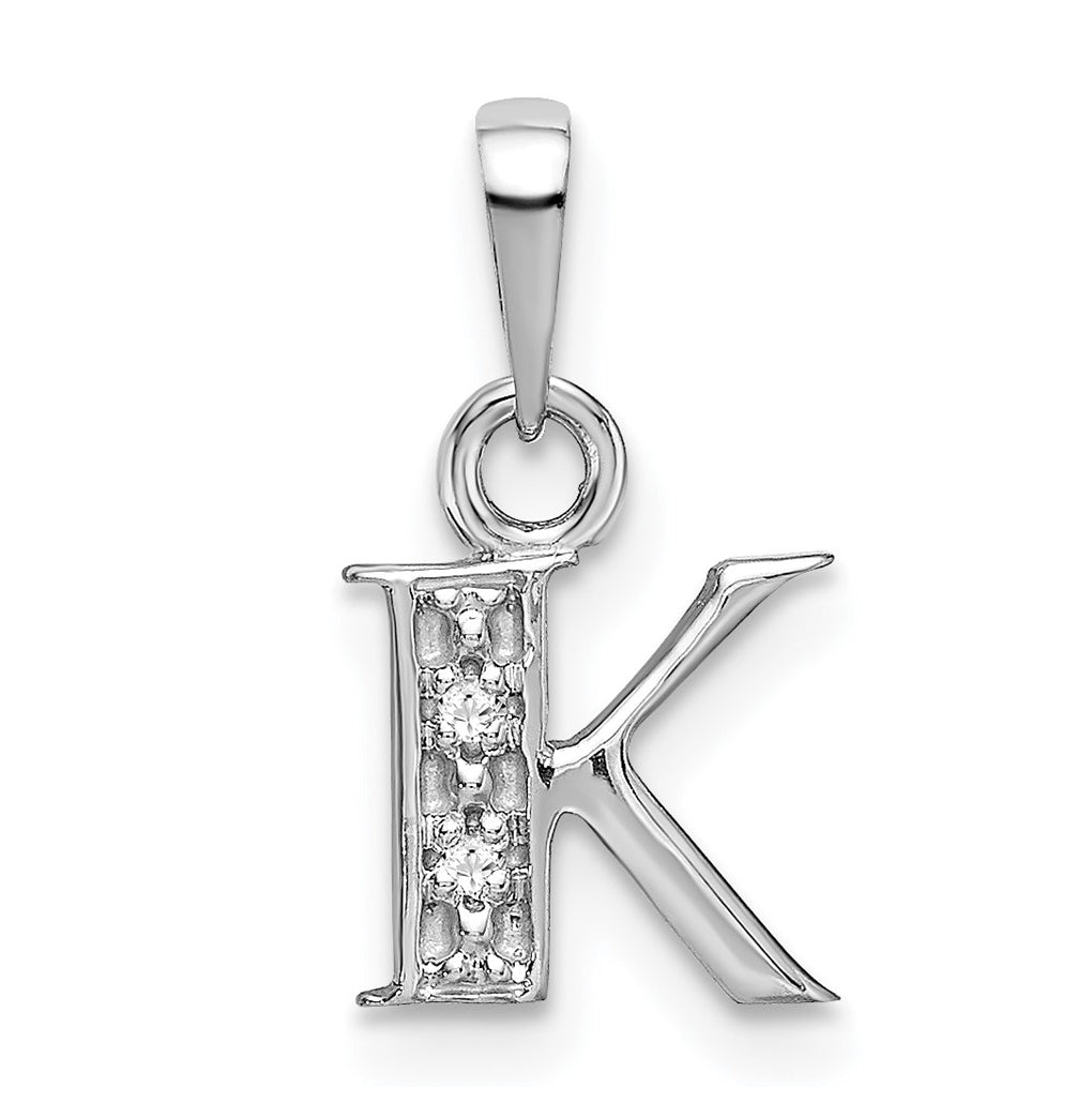 10K White Gold Diamond Initial K Pendant