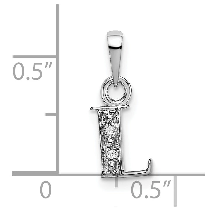 10K White Gold Diamond Initial L Pendant