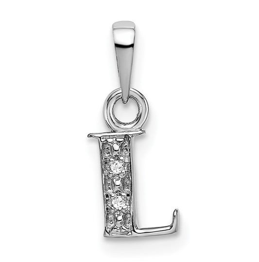 10K White Gold Diamond Initial L Pendant