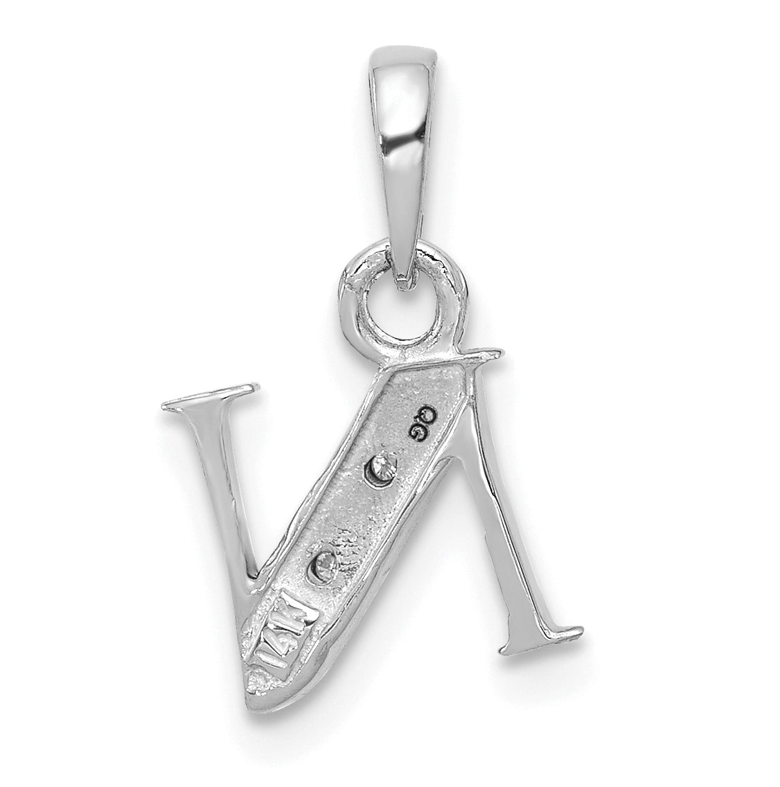 10K White Gold Diamond Initial N Pendant