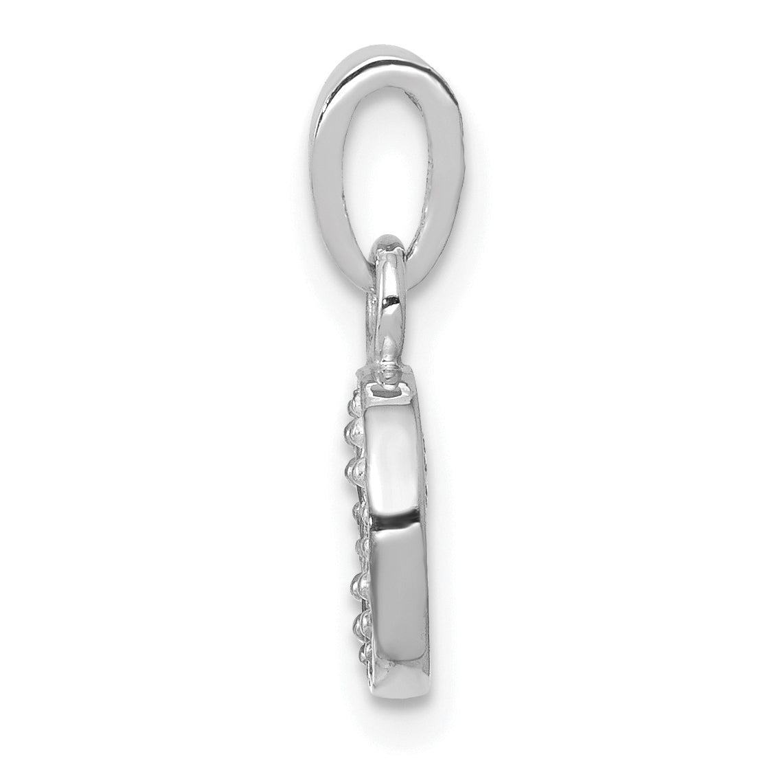10K White Gold Diamond Initial O Pendant