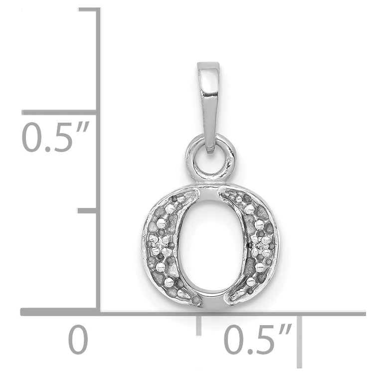 10K White Gold Diamond Initial O Pendant