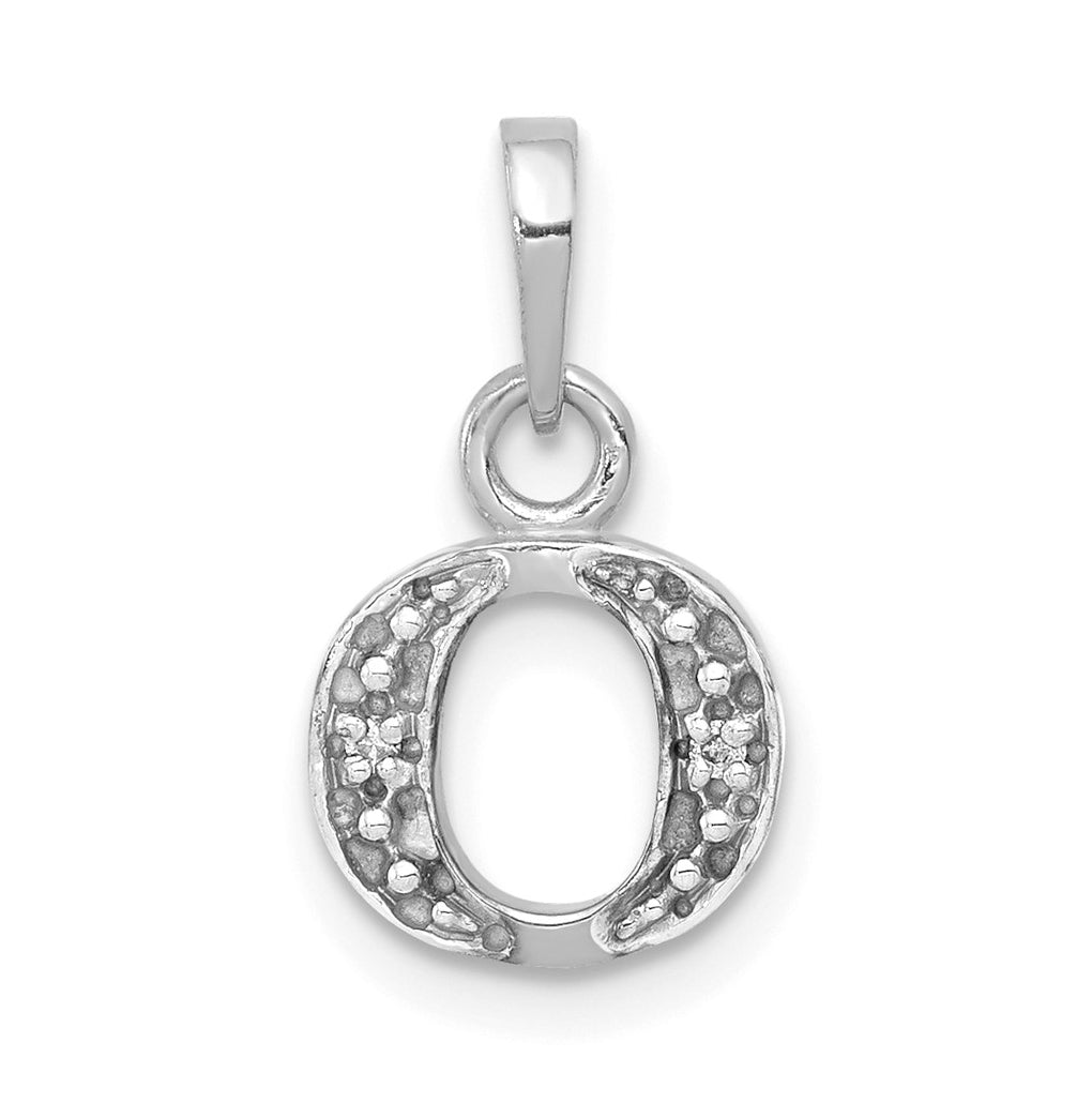 10K White Gold Diamond Initial O Pendant