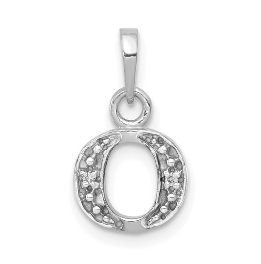 10K White Gold Diamond Initial O Pendant