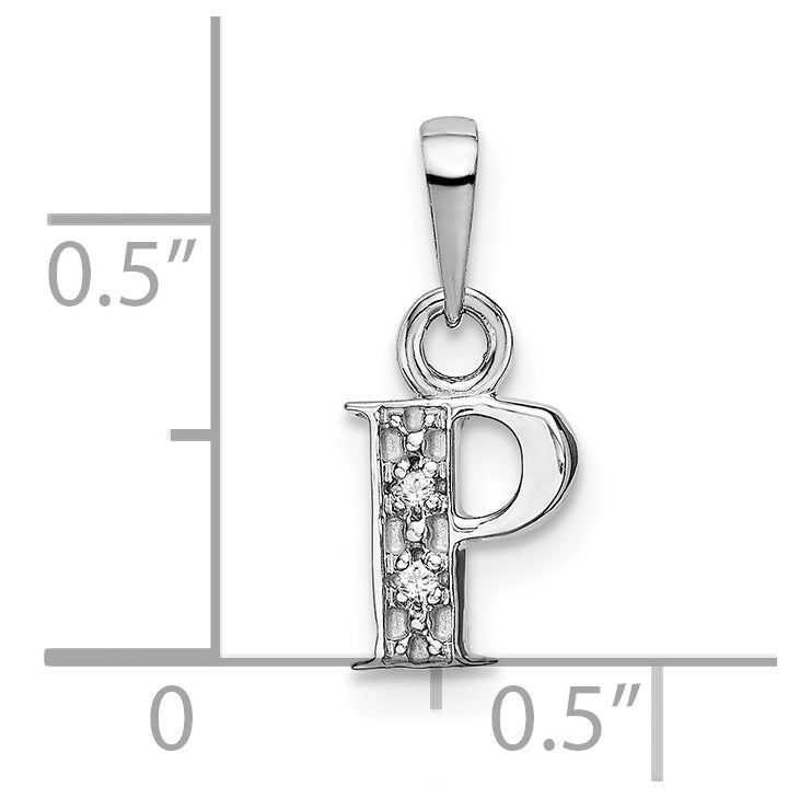 10K White Gold Diamond Initial P Pendant