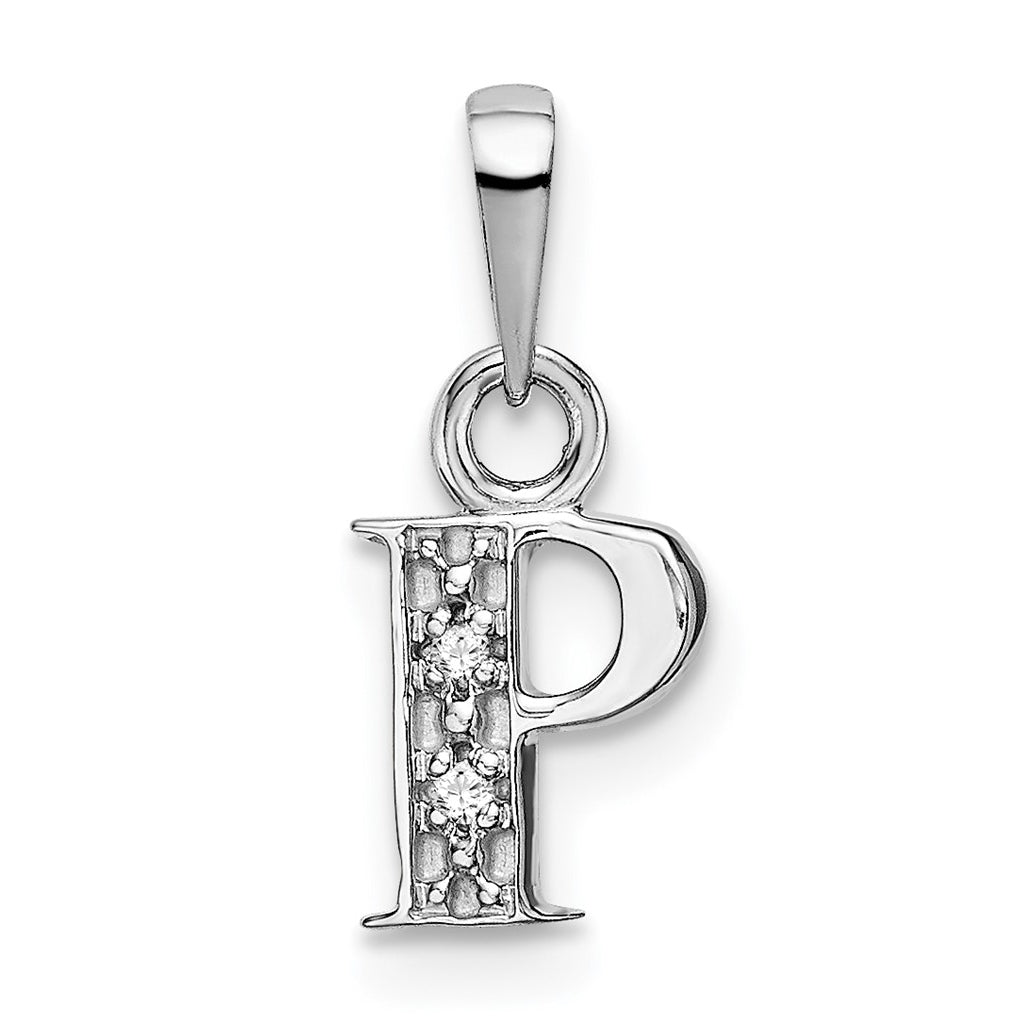 10K White Gold Diamond Initial P Pendant