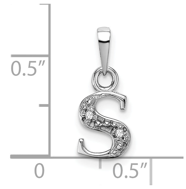 10K White Gold Diamond Initial S Pendant