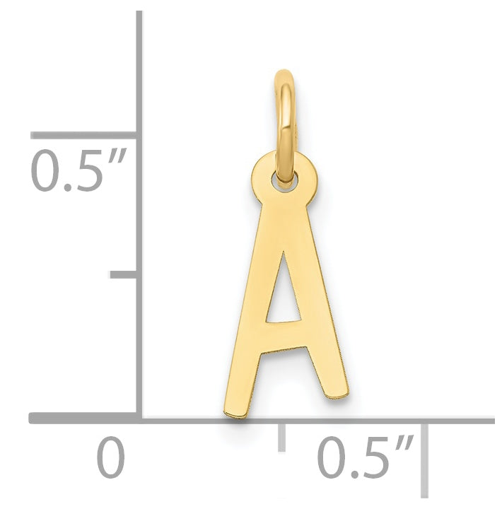 10K Yellow Gold Small Slanted Block Initial A Charm