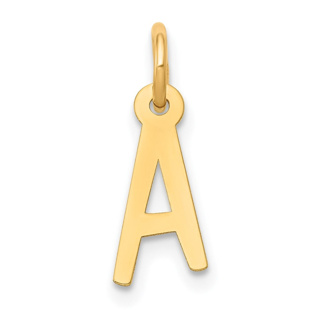 10K Yellow Gold Small Slanted Block Initial A Charm
