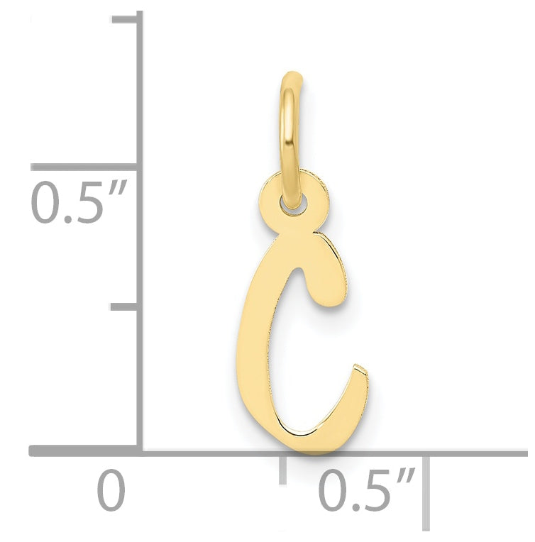 10K Yellow Gold Small Slanted Block Initial C Charm