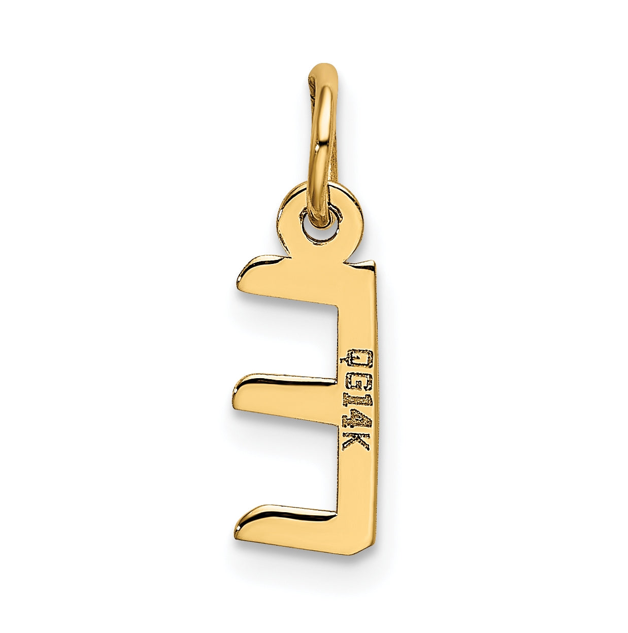 10K Yellow Gold Small Slanted Block Initial E Charm