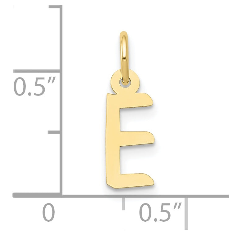 10K Yellow Gold Small Slanted Block Initial E Charm