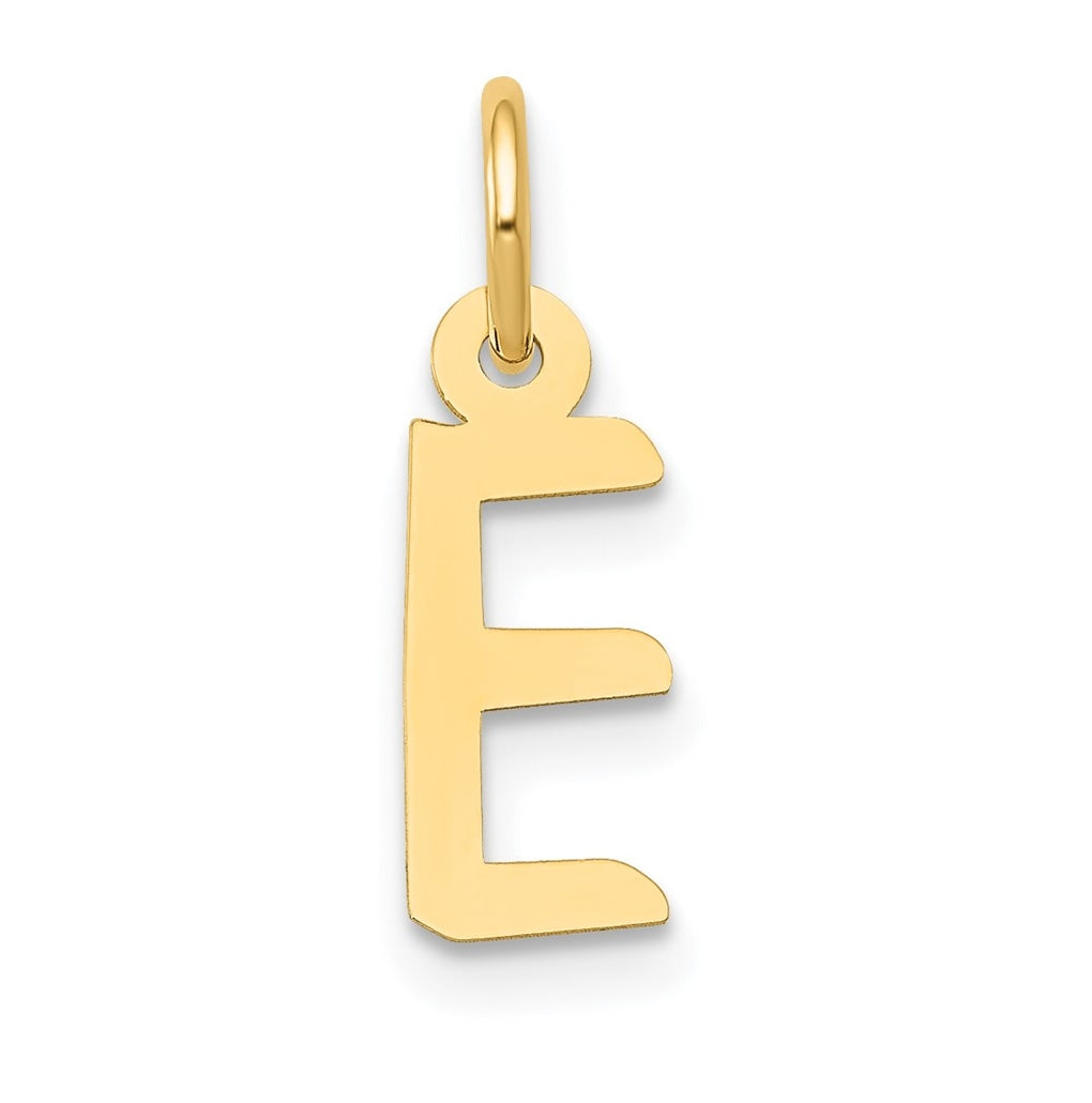 10K Yellow Gold Small Slanted Block Initial E Charm