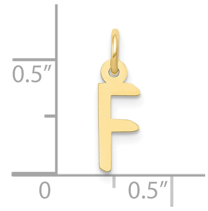 10K Yellow Gold Small Slanted Block Initial F Charm