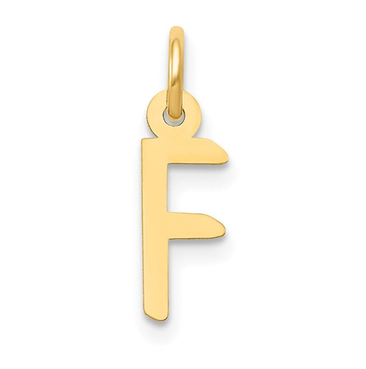 10K Yellow Gold Small Slanted Block Initial F Charm