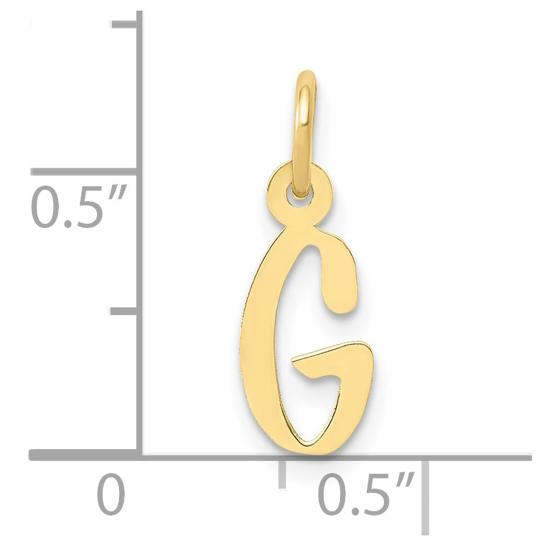 10K Yellow Gold Small Slanted Block Initial G Charm