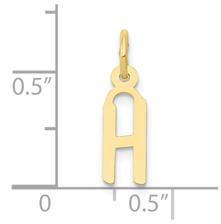 10K Yellow Gold Small Slanted Block Initial H Charm
