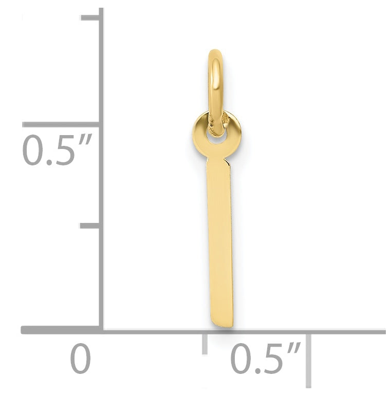 10K Yellow Gold Small Slanted Block Initial I Charm