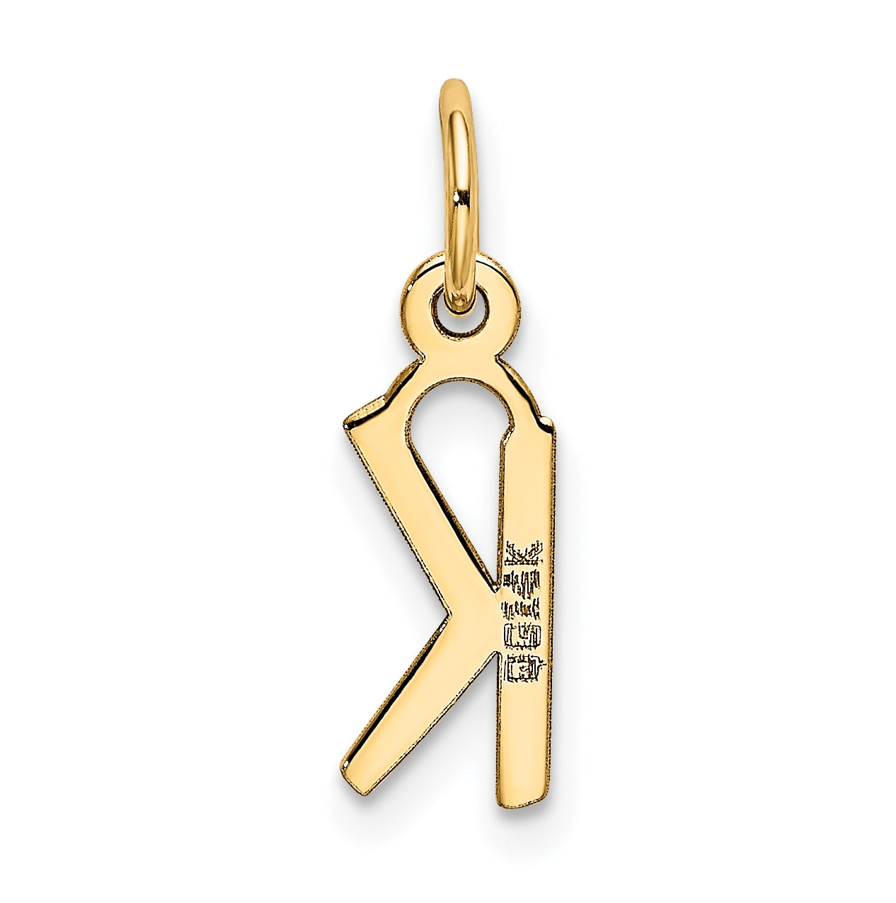 10K Yellow Gold Small Slanted Block Initial K Charm
